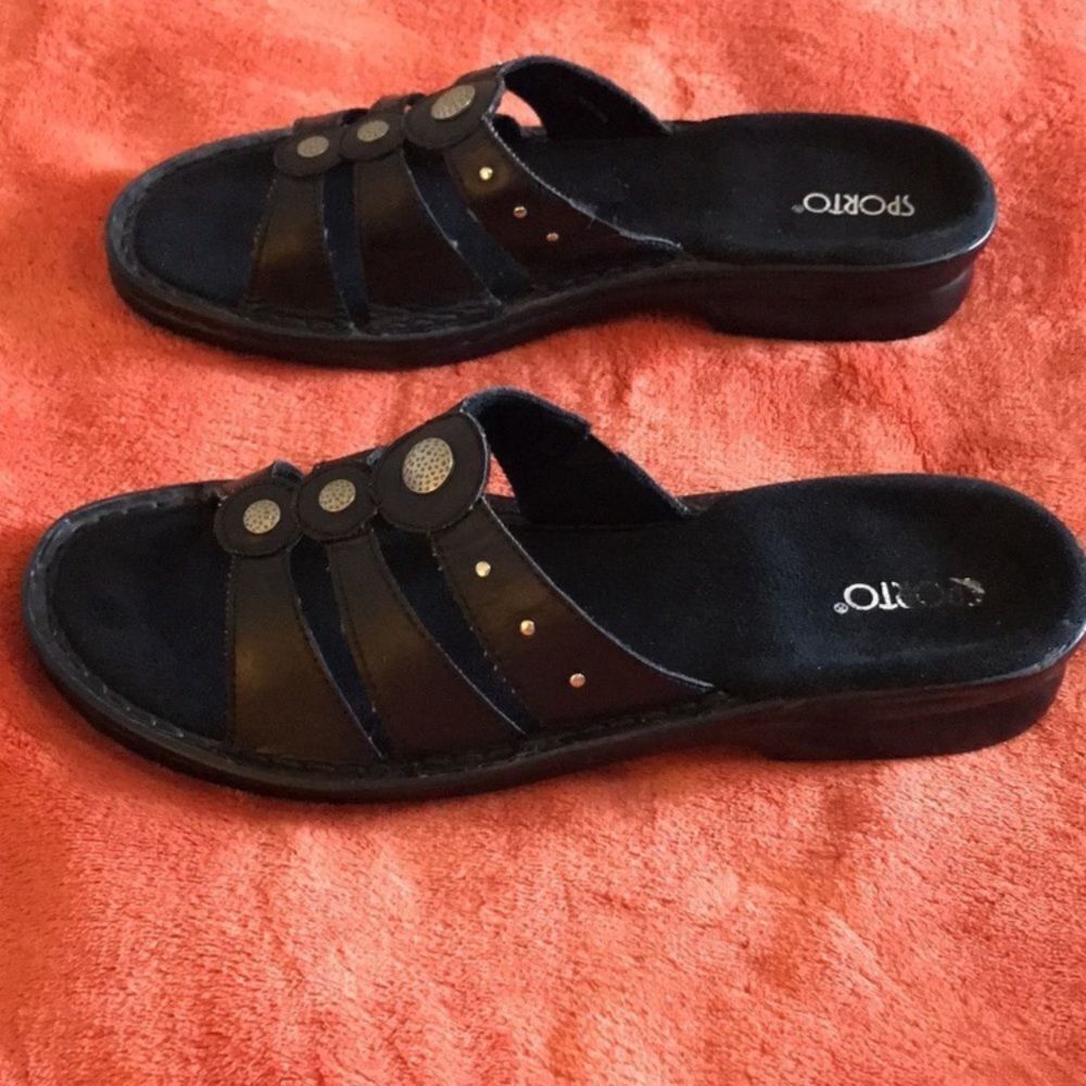 Sporto Black Slide Sandals for Women Size 10